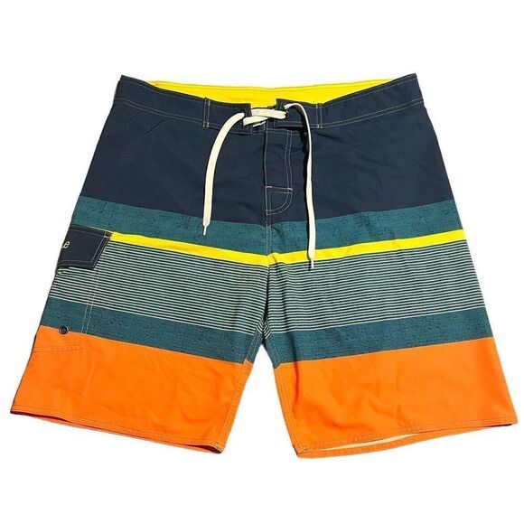 Nonwe Board Shorts Swim Trunks Lined Striped Cargo Men Size 36 - Picture 1 of 9